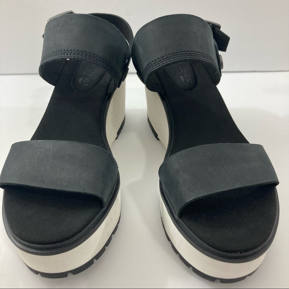 Timberland Women’s Koralyn Wedge 2 Band Black Nubuck Leather Sandals Side 10